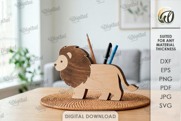 3D Lion Stand Organizer Laser Cut
