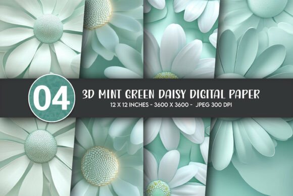 3D Mint Green Daisy Digital Paper: A Versatile Resource for Creators and Makers