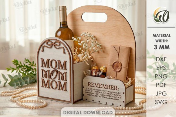 3D Mother's Day Gift Box Laser Cut