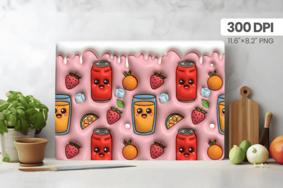 3D Puff Cans Fruits Summer Cutting Board