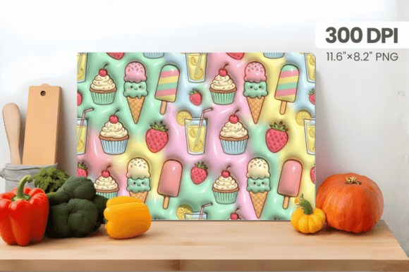 3D Puff Ice-creams Summer Cutting Board