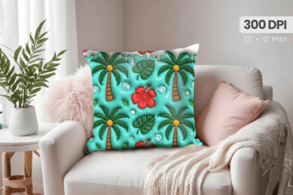 3D Puff Tree Flowers Summer Pillow PNG: A Practical Asset for Home Décor