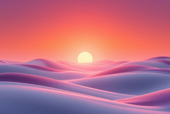 3D Sunset Landscape Background Wallpaper