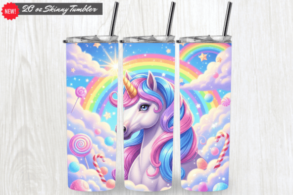 3D Unicorn Tumbler Wrap 20oz Sublimation