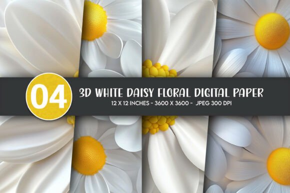 3D White Daisy Floral Digital Paper: A Versatile Resource for Creators and Home Decor Enthusiasts