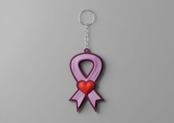 Awareness Ribbon Keychain STL 3D Model for 3D Print