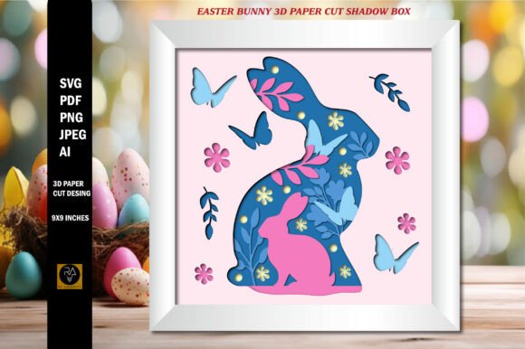 Easter Bunny 3D Paper Cut Shadow Box