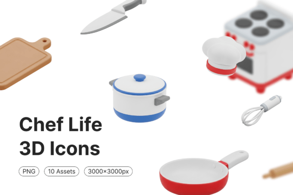 Elevate Your Culinary Brand with Chef Life 3D Icons