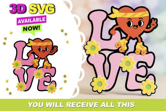 Groovy Love Cake Topper 3D SVG