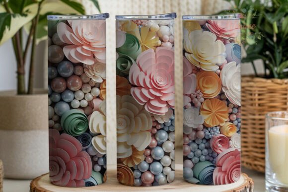 Pastel 3D Floral Burst 20oz Tumbler Wrap