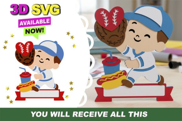 Playball Love Cake Topper 3D SVG