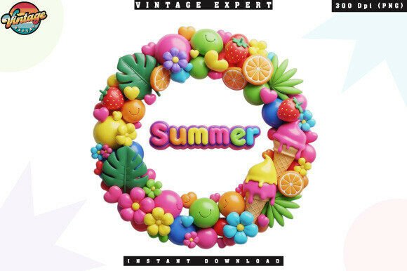 Summer 3d Kawaii Fruit Floral PNG