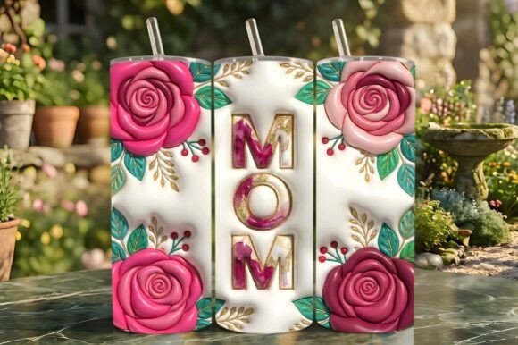 Transforming Drinkware with the 3D Inflated Pink Rose Floral Mama 20oz Design